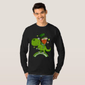 St Patricks Day Leprechaun Riding A Dinosaur Shamr T-shirt (Voorkant volledig)