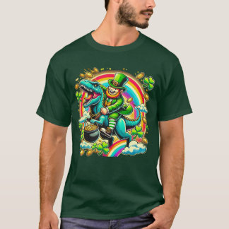 St. Patrick's Day Leprechaun Riding Dinosaur Shirt