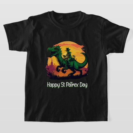 St Patricks Day Leprechaun Riding Dinosaur T-shirt (Laagn)