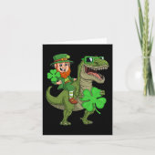 St Patricks Day Leprechaun Riding T Rex Fun Dino B Kaart (Voorkant)