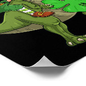 St Patricks Day Leprechaun Riding T Rex Fun Dino B Poster (Hoek)