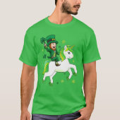 St Patrick's Day Leprechaun Riding Unicorn Leprico T-shirt (Voorkant)