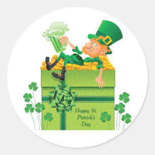St. Patrick's Day Leprechaun Ronde Sticker