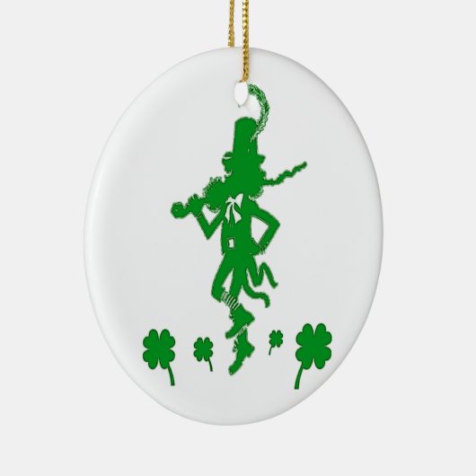 St. Patrick's Day Leprechaun Shamrock Clover Ornam Keramisch Ornament (Rechts)