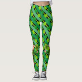 St. Patrick's Day Leprechaun Shamrock Green Black Leggings (Voorkant)