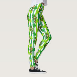 St. Patrick's Day Leprechaun Shamrock Green Black Leggings