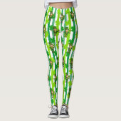 St. Patrick's Day Leprechaun Shamrock Green Black Leggings (Voorkant)
