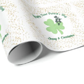 St. Patrick's Day Leprechaun & Shamrock met Gold Cadeaupapier (Rol Hoek)