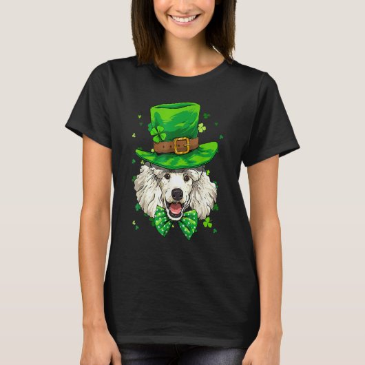 St Patrick's Day Leprechaun Shamrock Poodle Dog Ir T-shirt (Voorkant)