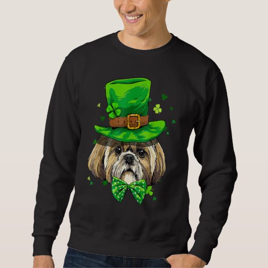St Patrick's Day Leprechaun Shamrock Shih Tzu Iris Trui (Voorkant)