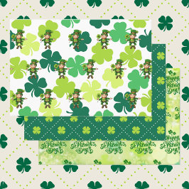 St. Patrick's Day Leprechaun Shamrocks Green Inpakpapier Vel