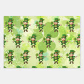 St. Patrick's Day Leprechaun Shamrocks Green Plaid Inpakpapier Vel (Voorkant)