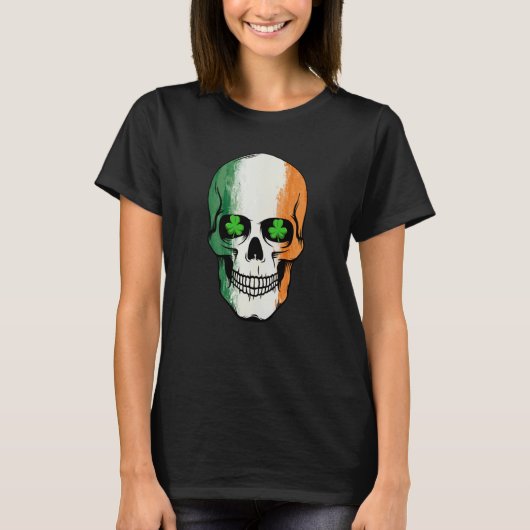 St Patricks Day  Leprechaun Skull Irish Ireland Fl T-shirt (Voorkant)