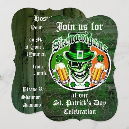 St. Patrick's Day Leprechaun Skull: Shenanigans Kaart (Voorkant / Achterkant)