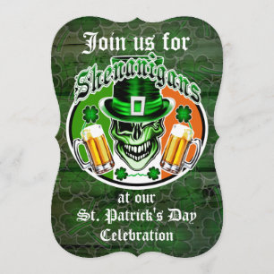 St. Patrick's Day Leprechaun Skull: Shenanigans Kaart