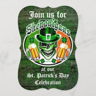 St. Patrick's Day Leprechaun Skull: Shenanigans Kaart