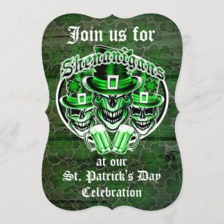 St. Patrick's Day Leprechaun Skulls: Shenanigans Kaart