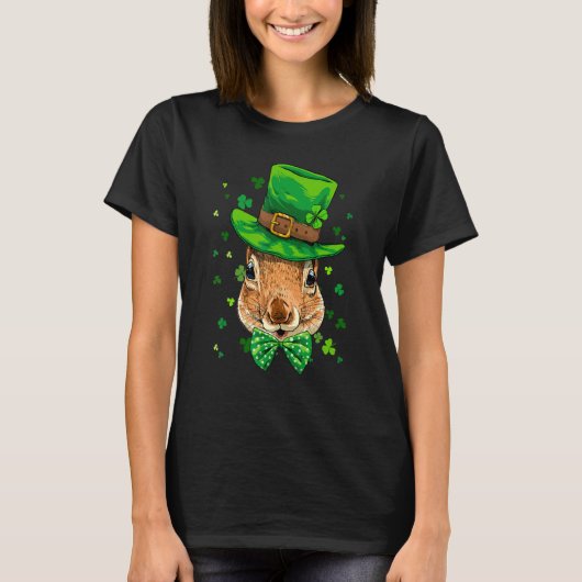 St Patrick's Day Leprechaun Squirrel Rodents Shamr T-shirt (Voorkant)