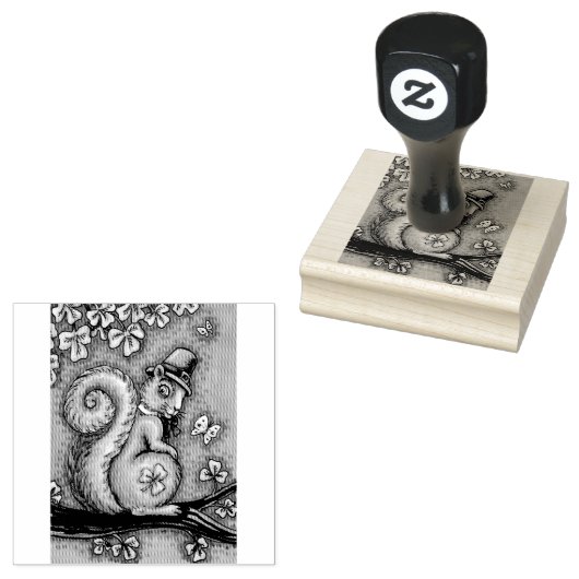 ST. PATRICK'S DAY LEPRECHAUN SQUIRREL RUBBER STEMP RUBBERSTEMPEL (Gestempeld)