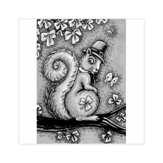 ST. PATRICK'S DAY LEPRECHAUN SQUIRREL RUBBER STEMP RUBBERSTEMPEL (Afrduk)