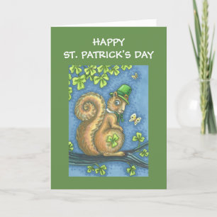 ST. PATRICKS DAY LEPRECHAUN SQUIRREL WENSKAART KAART