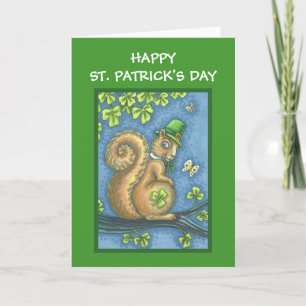 ST. PATRICKS DAY LEPRECHAUN SQUIRREL WENSKAART KAART
