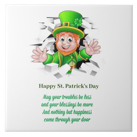 St. Patrick's day leprechaun Tegeltje (Voorkant)