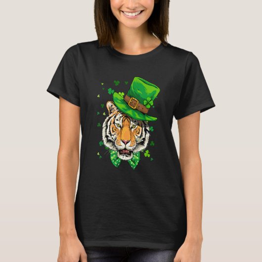 St Patrick's Day Leprechaun Tiger Shamrock Tiger   T-shirt (Voorkant)