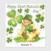 St. Patrick's Day Leprechaun Transparent Stickers (Vel)