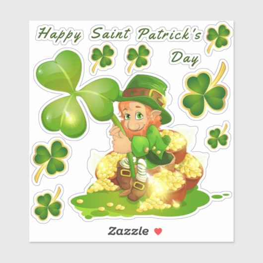 St. Patrick's Day Leprechaun Transparent Stickers (Vel)