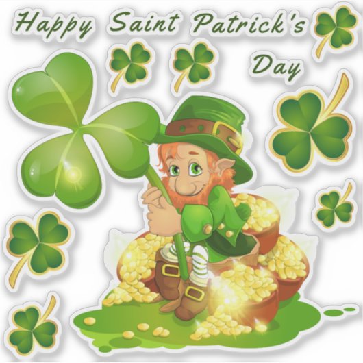 St. Patrick's Day Leprechaun Transparent Stickers (Voorkant)