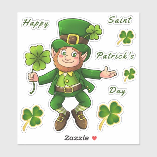 St. Patrick's Day Leprechaun Transparent Stickers (Vel)