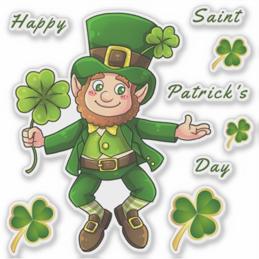 St. Patrick's Day Leprechaun Transparent Stickers (Voorkant)