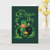 St. Patrick's Day Leprechaun-vergrotingskaart Kaart (Gele Bloem)