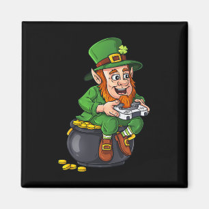 St Patricks Day Leprechaun Video Game Controller B Magneet