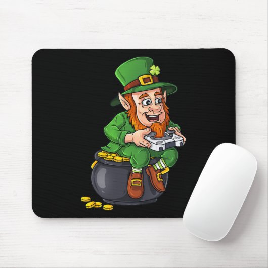 St Patricks Day Leprechaun Video Game Controller B Muismat (Met muis)