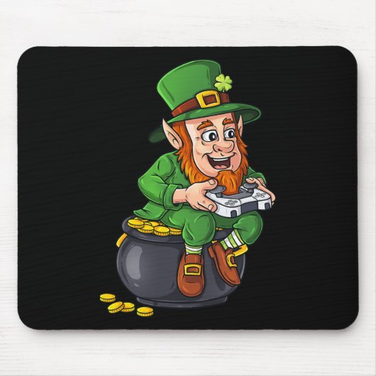 St Patricks Day Leprechaun Video Game Controller B Muismat (Voorkant)