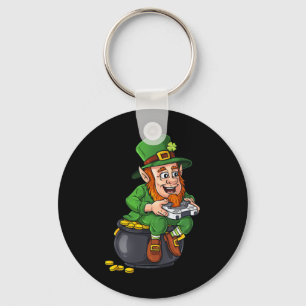 St Patricks Day Leprechaun Video Game Controller B Sleutelhanger