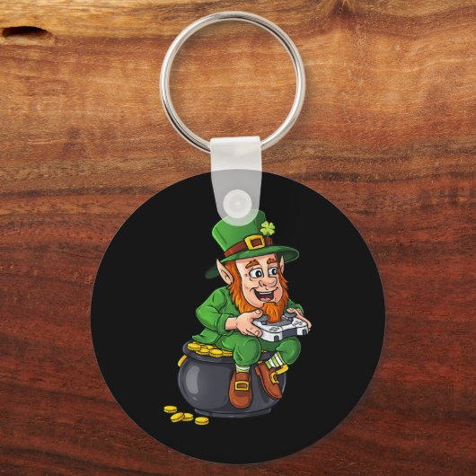 St Patricks Day Leprechaun Video Game Controller B Sleutelhanger (Achterkant)
