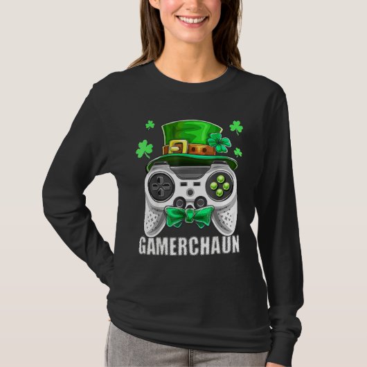 St Patricks Day Leprechaun Video Game Controller B T-shirt (Voorkant)