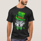 St Patrick's Day Leprechaun Wolf Shamrock Wolf Iri T-shirt (Voorkant)