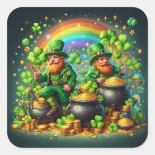 St. Patrick's Day Leprechaun's Gold Vierkante Sticker