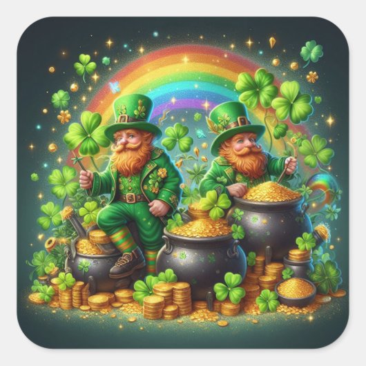St. Patrick's Day Leprechaun's Gold Vierkante Sticker (Voorkant)