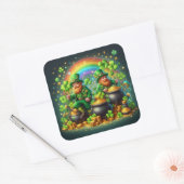 St. Patrick's Day Leprechaun's Gold Vierkante Sticker (Envelop)