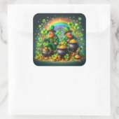 St. Patrick's Day Leprechaun's Gold Vierkante Sticker (Tas)