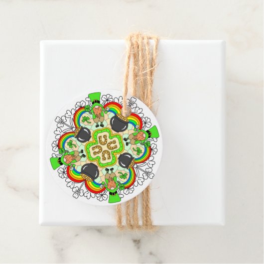 St Patrick's Day Leprechauns Mandala Bedankjes Labels (In situ)