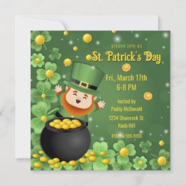 St. Patrick's Day Leprechauns Shamrock & Gold Kaart