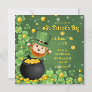 St. Patrick's Day Leprechauns Shamrock & Goud Kaart