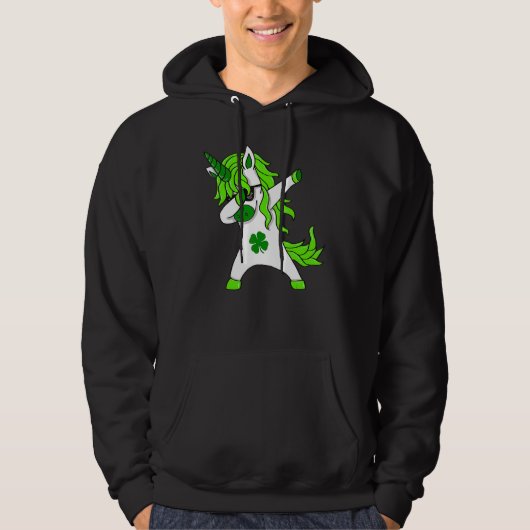 St Patricks Day Lepricorn Dabbing Unicorn Hoodie (Voorkant)