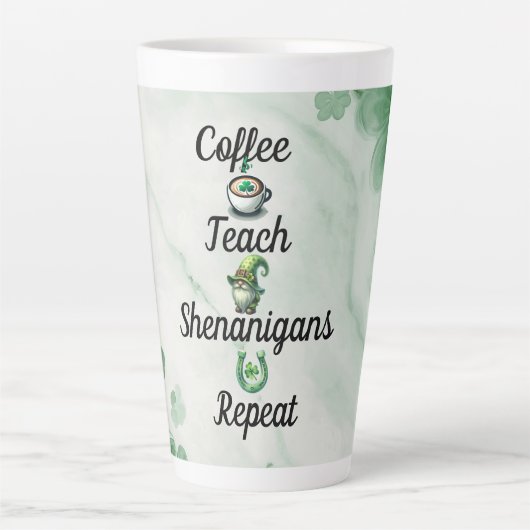 St. Patrick's Day Leraar Latte Mok (Voorkant)
